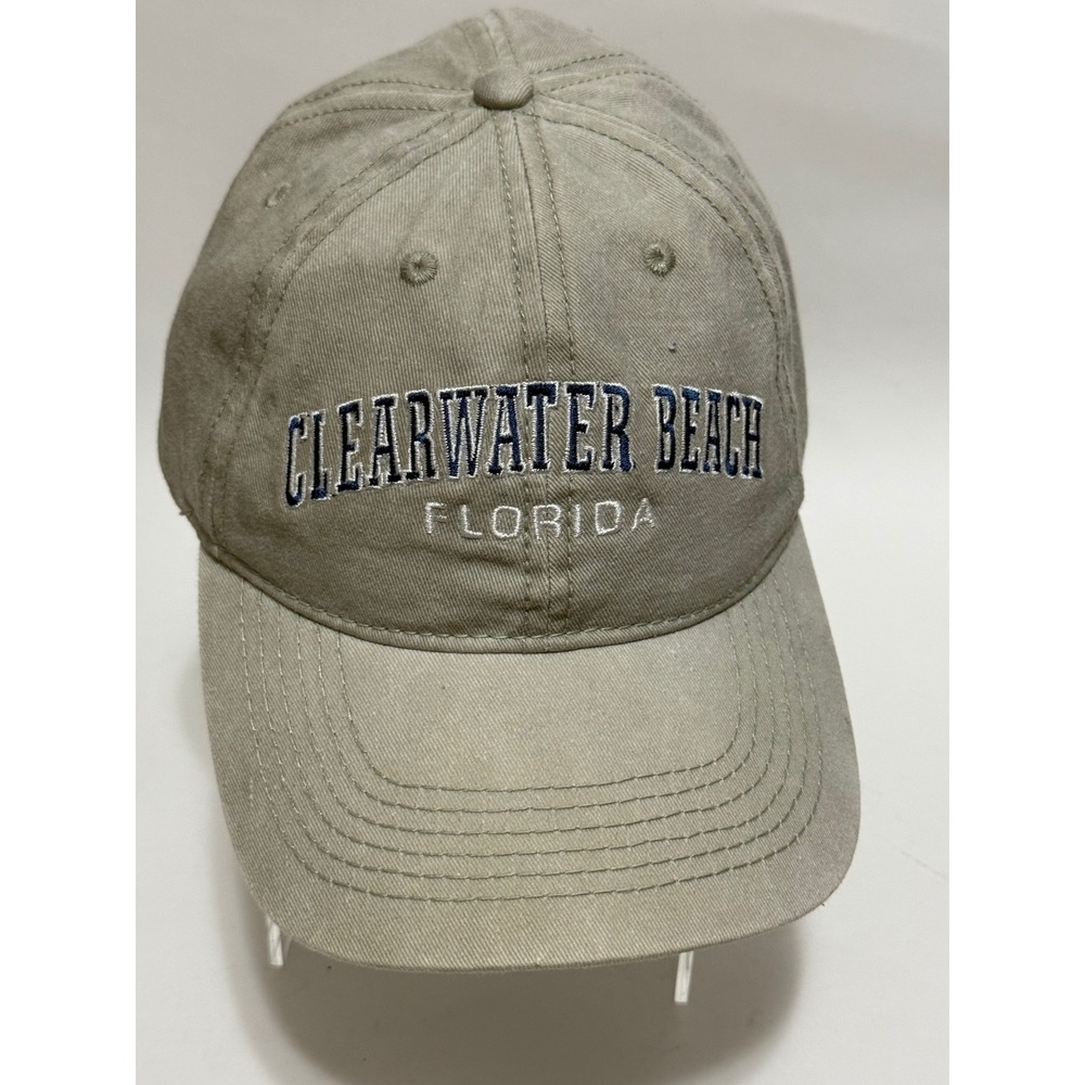 Surf Style Clearwater Beach Florida Hat Khaki Tan Embroidered Baseball Cap OSFM